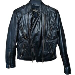 Wilsons Leather and Suede vintage 1980's black leather moto jacket Men's size 36